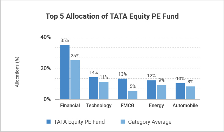 Top 5 Allocation of TATA Equity PE Fund 