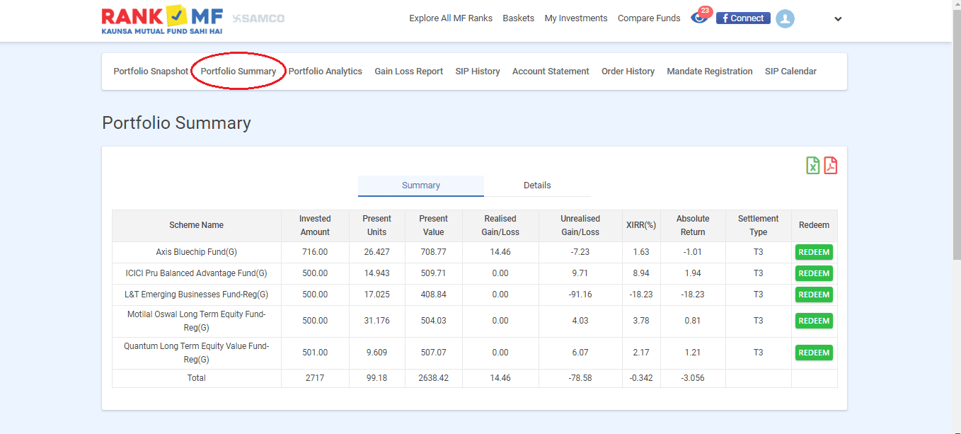 Portfolio Summary