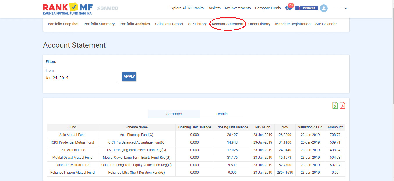 Account statement