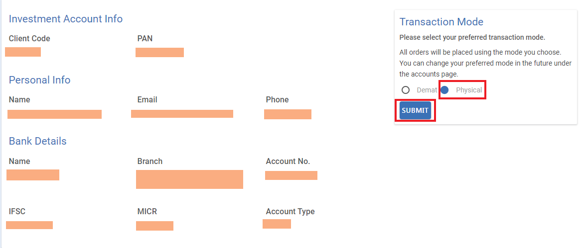 Mutual fund transaction